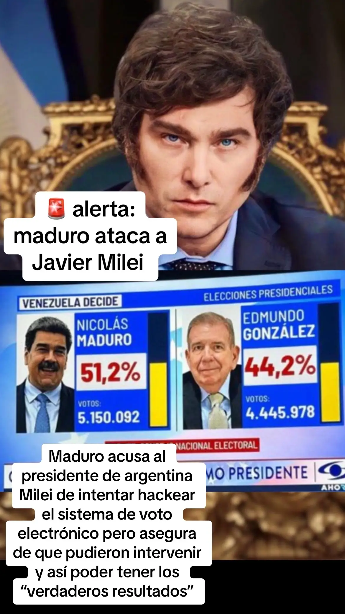 Venezuela eligió nuevo presidente 🚨#argentina #venezuela🇻🇪 #venezuelatiktok #elecciones2024 #milei #nicolasmaduro #fraude #hackers #venezolanosenelmundo #edmundo #mariacorinamachado 