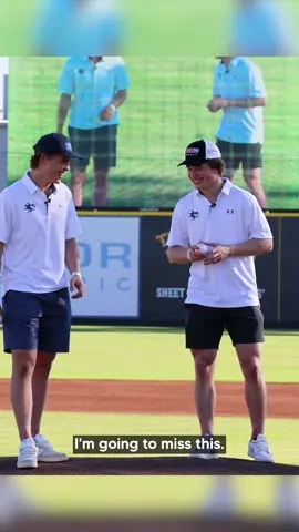 “My pitch was low key nasty” 😂⚾️ Macklin Celebrini and Will Smith threw out the first pitch at a San Jose Giants game during Dev Camp! #sjsharks #hockey #NHL #baseball