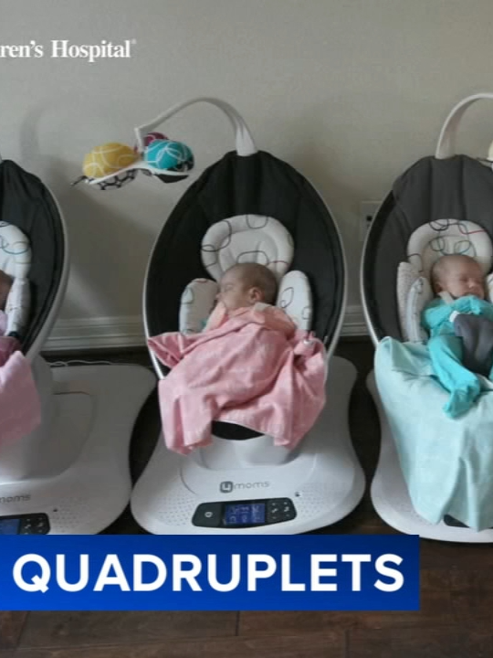 A family in Texas has welcomed home all four of their rare identical quadruplets after the infants spent over three months in the neonatal intensive care unit (NICU). The sisters -- named Hannah Grace, Lucy Marie, Rebecca Claire and Petra Anne -- were born on May 1, after their mom, Mercedes Sandhu, delivered them at 29 weeks and three days. #quadruplets