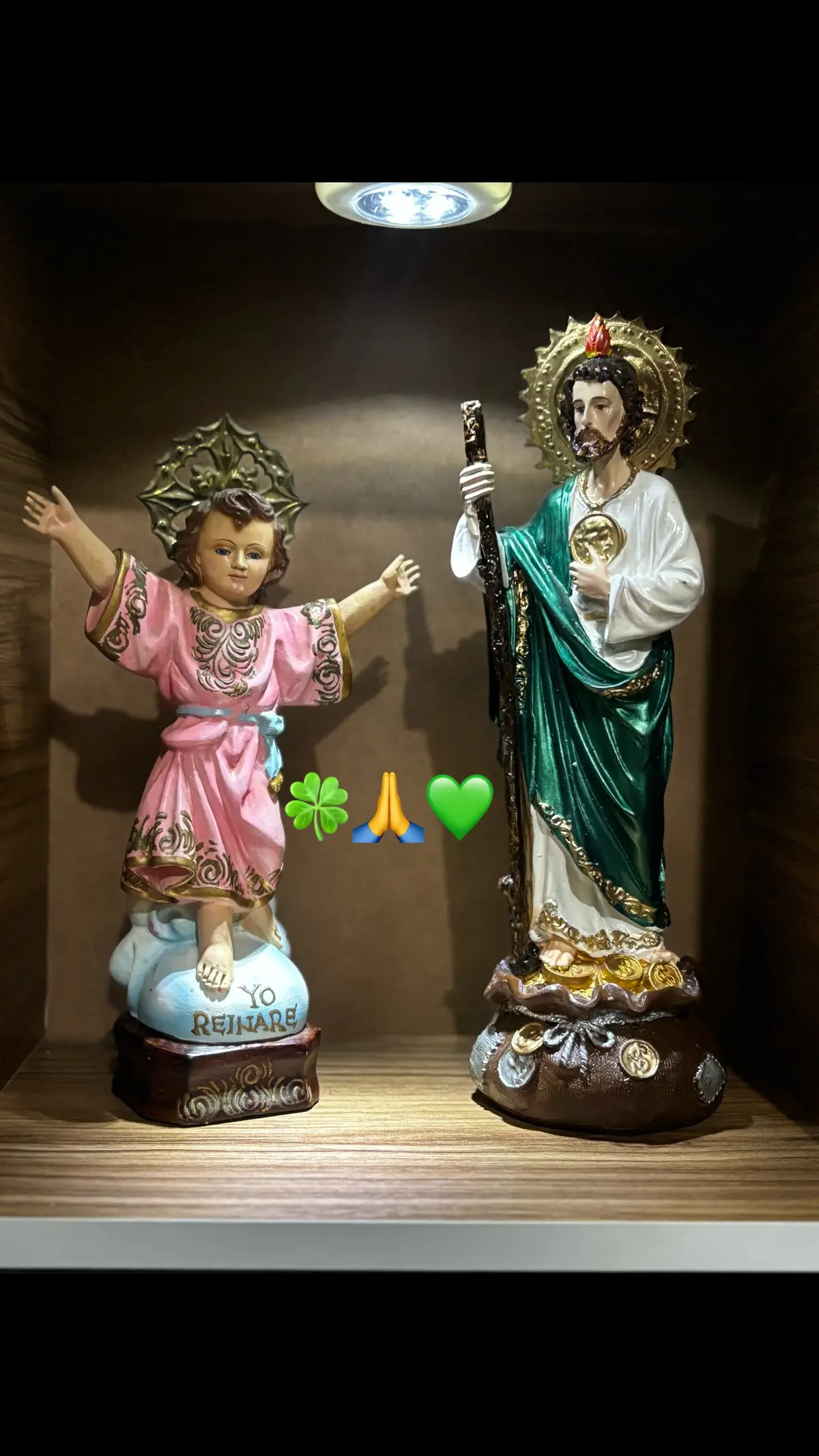 Mi san juditas y mi Divino niño 💚🩷🍀🙏 #sanjuditasmeprotege💚🧿  #sanjudastadeo💚  #proteccion  #divinoniñojesus 