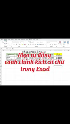 Mẹo canh chỉnh kích thước chữ trong Excel #LearnOnTikTok #hoccungtiktok #tuhocexcel #meoexcel #exceltips #tinhocvanphong #tinhocvanphongcanban 