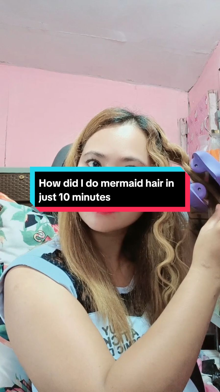 How did I do mermaid hair in just 10 minutes? here it is! #mermaidhair #mermaidhairstyle #curlingiron #curlinghair #curlyhair #curlyhairtutorial #haircurler @@vivianshop168 