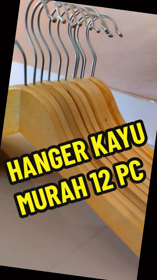 HANGER KAYU MURAH 12 PCS #hanger #hangerkayu #gantungan #gantunganbaju #gantunganbajukayu #viral #fypage #fypシ 