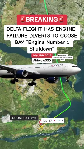 DELTA FLIGHT HAS ENGINE FAILURE DIVERTS TO GOOSE BAY “Engine Number 1 Shutdown” #news #aviation #deltaairlines 