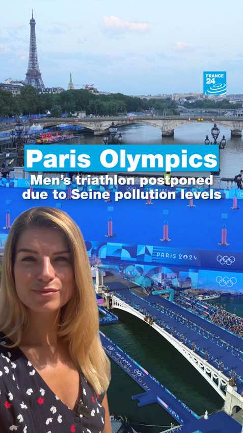 🏊🥇 #Paris2024: The men's #triathlon race was meant to take place in the #Seine Tuesday morning. But #Olympics officials postposed the event due to poor water quality, making the river unsafe to swim in 💦 @Katrine Lyngsø reports ⤵️