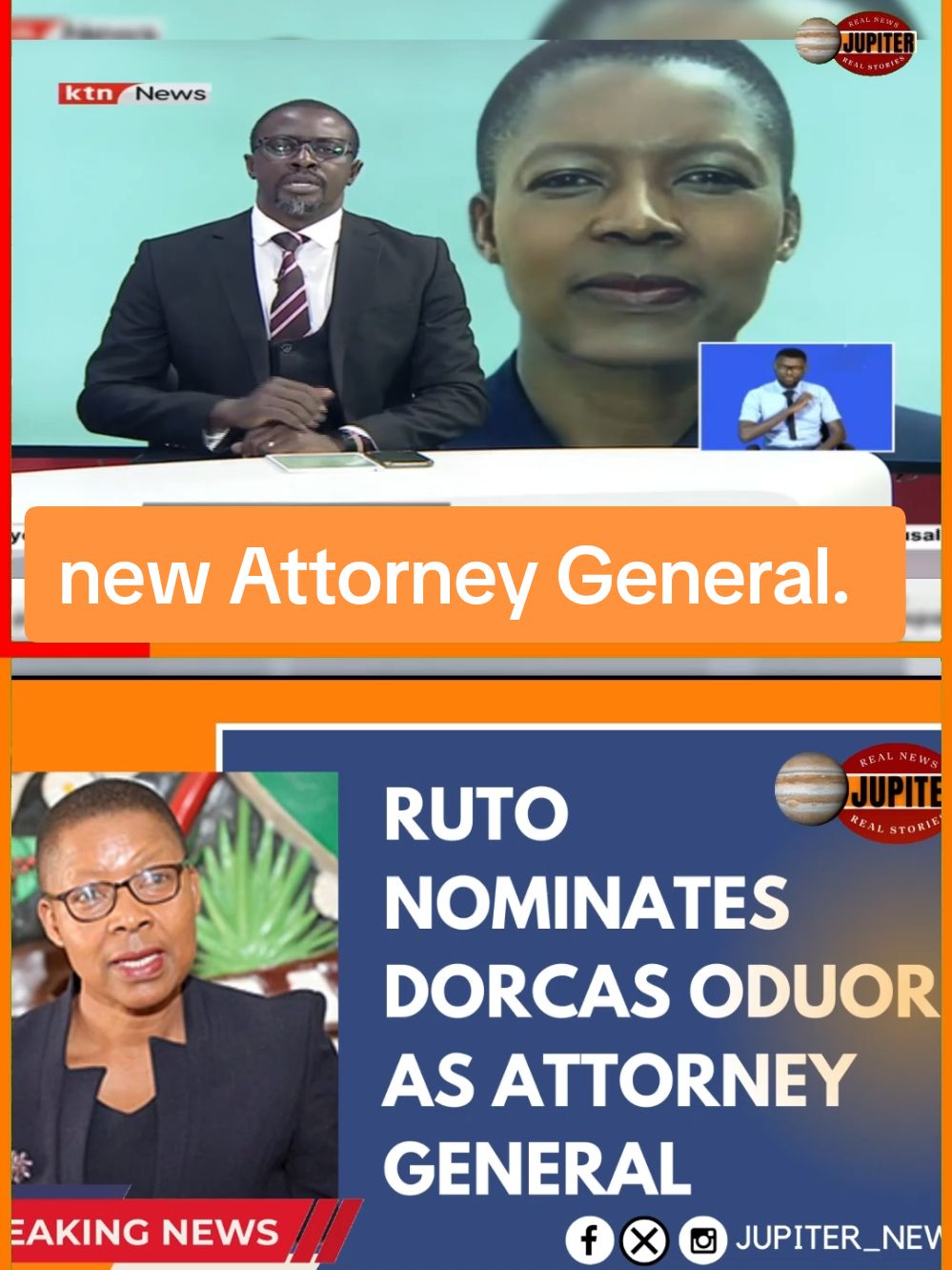 President William Ruto has officially appointed Dorcas Oduor as the new Attorney General. Oduor, a seasoned legal professional with a distinguished career in public service, steps into the role with a commitment to upholding the rule of law and ensuring justice for all Kenyans. #latestnews #BreakingNews #jupiternews #kenyannews #kenyapolitics 