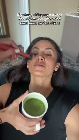 How humbling to have your makeup done by your daughter @ky ☺️ #motherdaughter #makeuptutorial #matcha #moustache 
