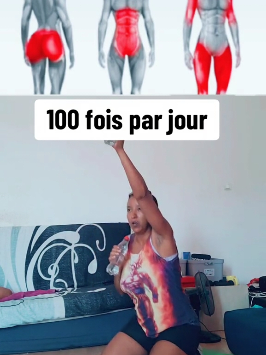 1 EXERCICE qui va te permettre de travailler tes cuisses, ton fessier, ta sangle abdominale et tes bras🔥🔥 Routine a faire tous les matins😁 #exercicesfitness #saffiner #gymgirl #exercise #100times #100fois #routinesportive #routinematinale 