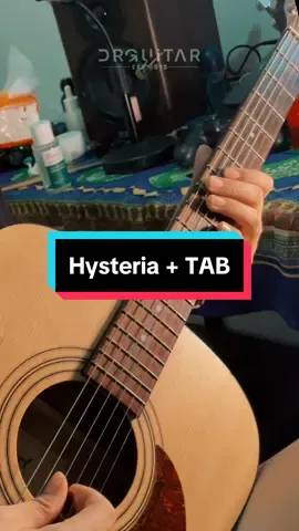 Hysteria 🎸 Buat kamu yang gak punya gitar elektrik tapi pengen mainin solo nya sudah aku buatin tab versi akustik nya! Enjoy!!  #hysteria #solo #muse 