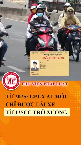 Từ ngày 01/01/2025: GPLX hạng A1 mới chỉ được lái xe từ 125 phân khối trở xuống #TVPL #ThuVienPhapLuat #LearnOnTikTok #hoccungtiktok