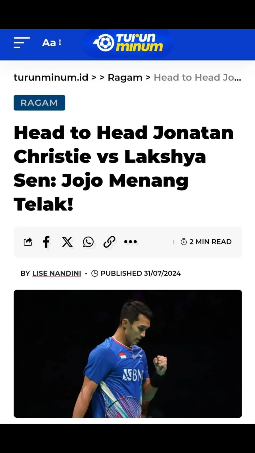 Head To Head Jonathan Christie mewakilkan Indonesia di Olimpiade Paris 2024 lawan Lakshya Sen menang telak jojo #Berita #Viral #Kabar #BeritaUpdate #News #KabarOlimpiade2024 #OlimpiadeParis2024 #Paris2024 #Menjagamerahputih #erickthohir 