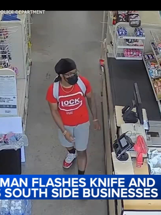 Chicago police released video warning businesses about a man robbing Dollar Tree stores with a knife. Read more at abc7chicago.com #news #fyp #chicago