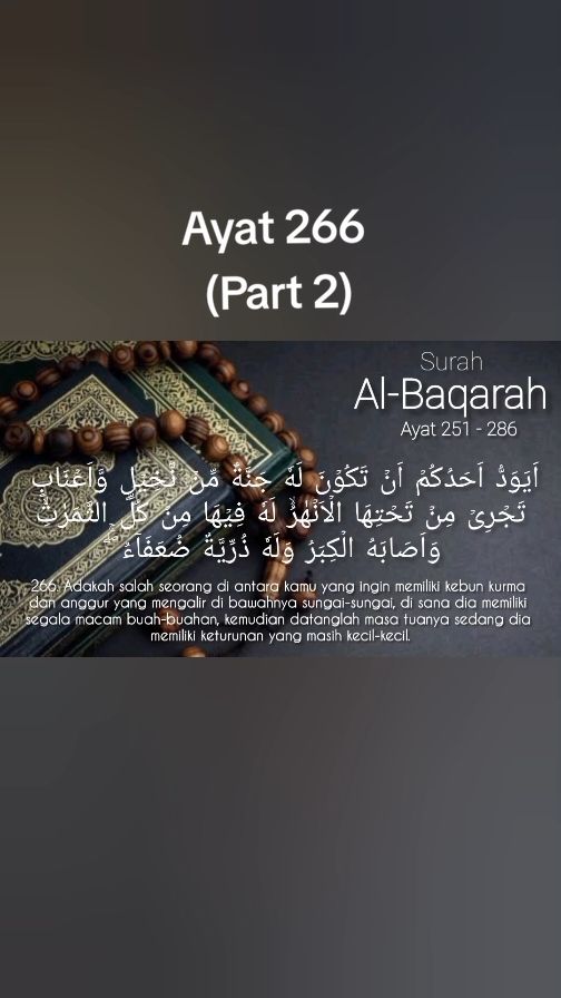 2. Part 2 (Ayat 266) Surah Al-Baqarah || one day one ayat || #allah #quran #surah #albaqarah #tiktok 