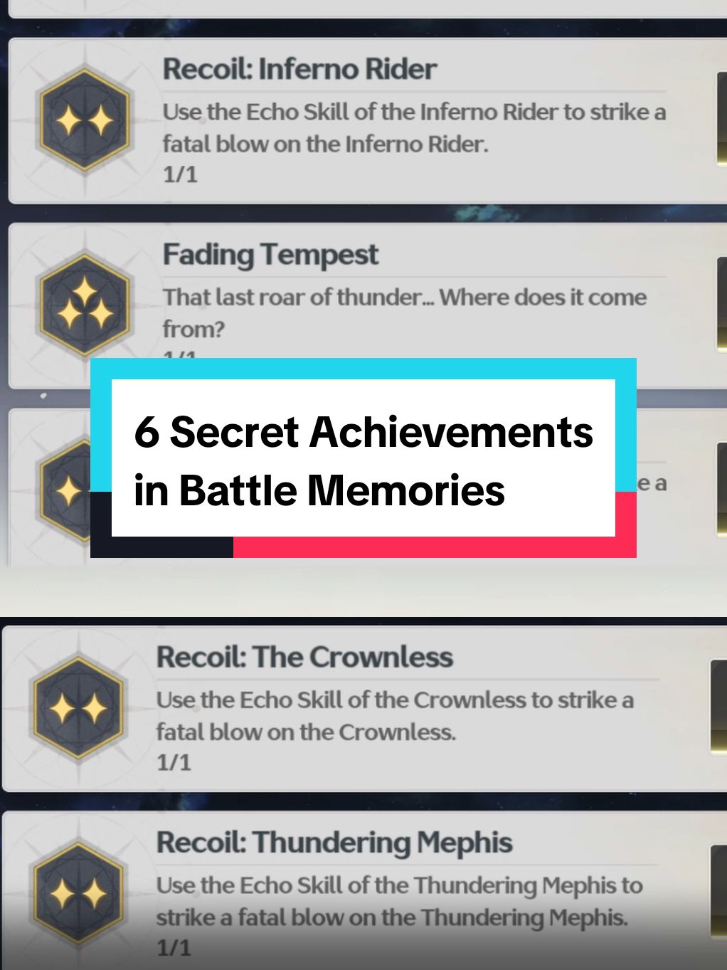 Defeating specific bosses with their own echoes can get you some secret Achievements. Happy Hunting Rovers~ #wutheringwaves #gaming 