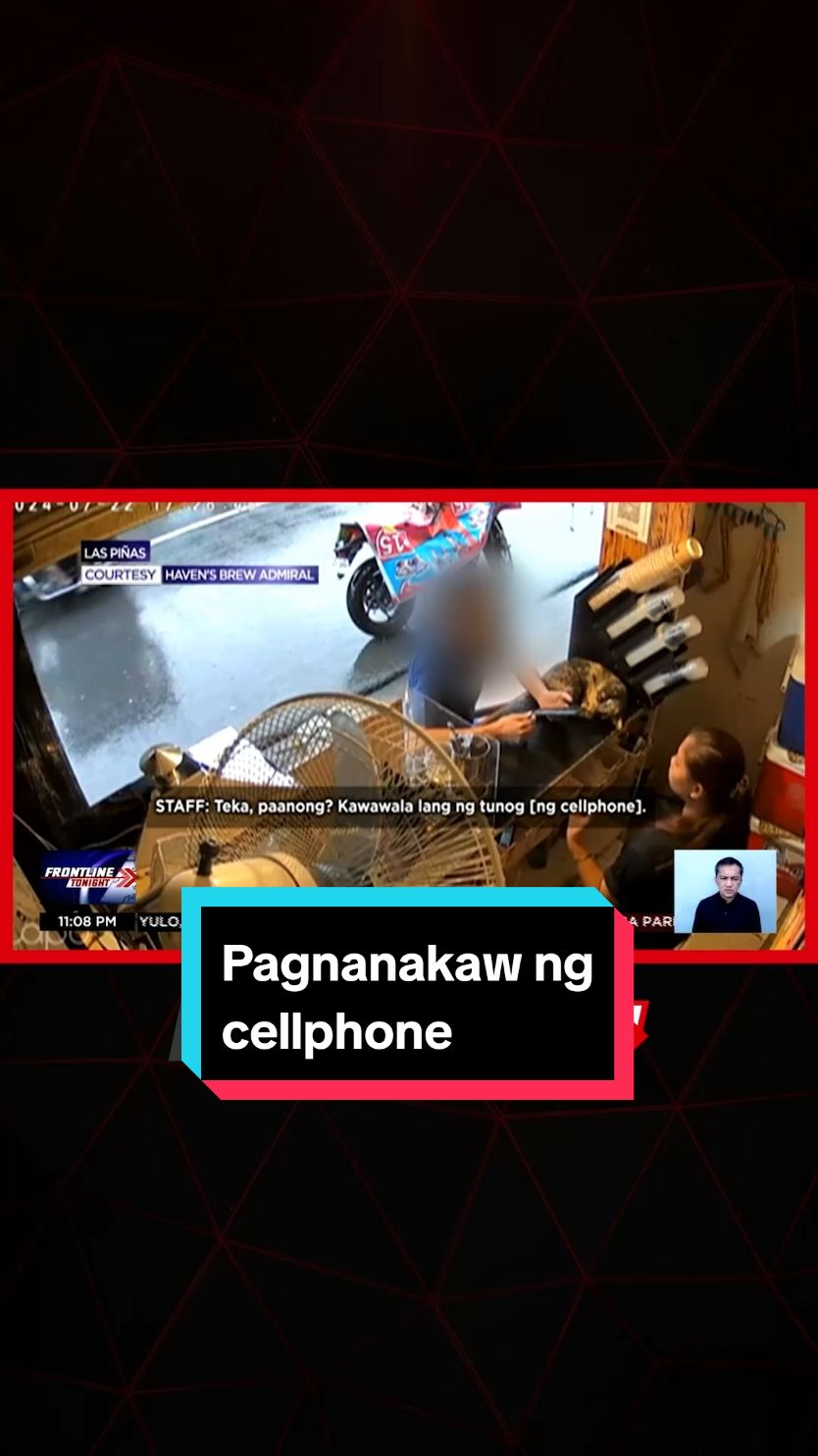 Sapul sa CCTV ang isang babaeng nagnakaw ng cellphone sa isang milk tea shop sa Las Piñas City. Ibinato pa pabalik ng suspek ang tinangay na cellphone. #News5 #FrontlineTonight #NewsPH #SocialNewsPH 