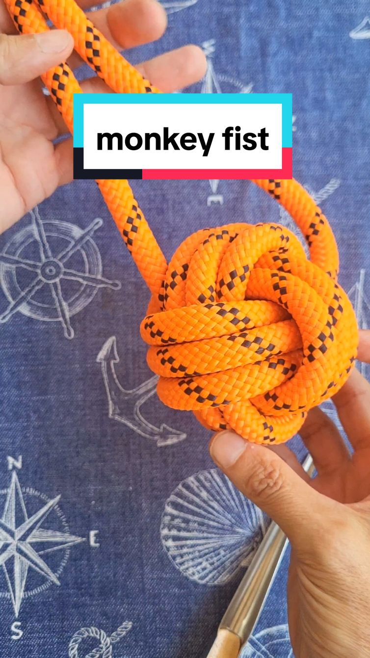 monkey fist knot (no core) ⛵️⚓️  #sailing #knots #tutorial #sailinglife #sailboat #skipper #skills #boat #boatlife #sailor  #sailingtiktok #yachtlife #yachting #barca #vela #nautical #ropes 