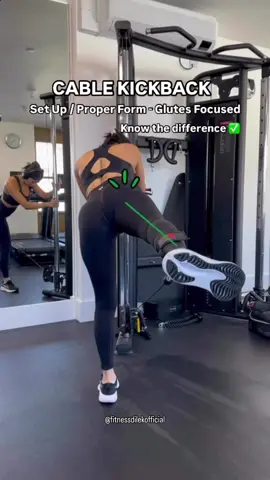 Cable Kickback: Set Up / Proper Form - Glutes Focused ✅ Know the difference 👇🏻 ✅ 45° kick - Medius if you rotate your feet 45° out and slightly kick on the side your gluteus medius will also be involved. ✅ Back kick - Maximus Regular Kick back will mainly target your gluteus maximus ✅ Side kick - Minimus Targets your gluteus minimus the side kick will do the work also supported with your gluteus medius Save it for later & follow for more tips✅🔥 Cc @fitnessdilekofficial  #fitnessworkout #fitnesstips #workouttips #knowthedifference #kickback #kickside #glutefocused #gluteworkout 