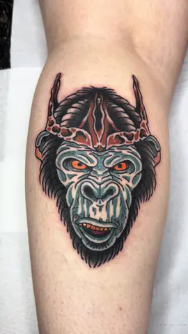 Proximus Ceasar Tattoo from the movie Kindgdom of the planet of the apes. .  #proximusceasar #kingdomoftheplanetoftheapes #planetoftheapes #planetoftheapestattoo #popculturetattoo #tattoo #traditionaltattoo #colourtattoo #monkeytattoo #ape #tradtattoo #tattooapprentice #apprenticetattoo 