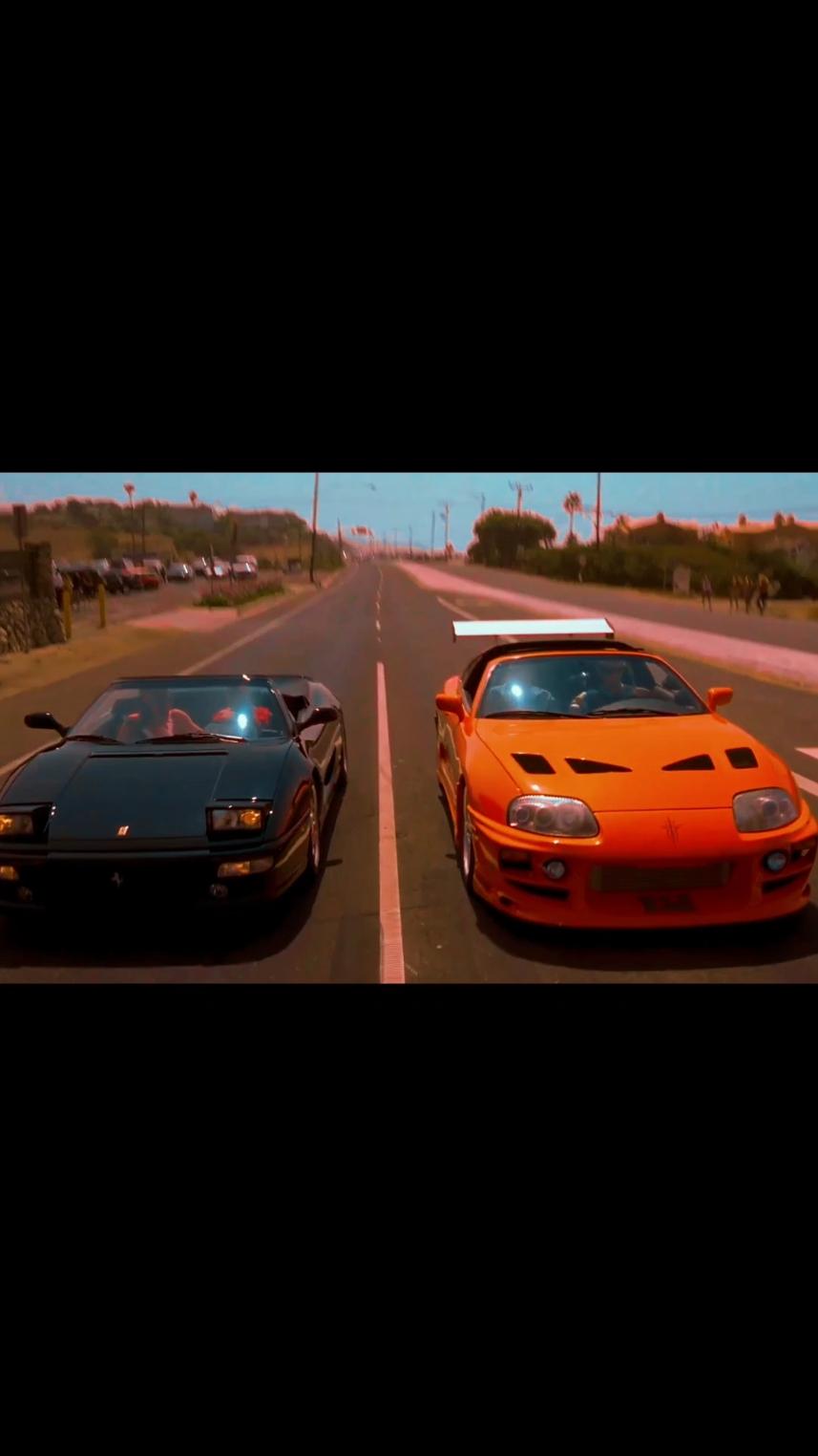 the fast and furious ferrari vs supra Brian and dom smoke rich guy #thefastandthefurious #paulwalker #car #cars #racing #race #supra #ferrari 