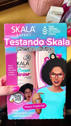 Testando shampoo e condicionador da Skala crespo divino 💖👩🏻‍🦱🧖🏻‍♀️ @Skalacolombia oficial que produto maravilhoso alem de  não ter sal na composição ele è liberado também, limpa o cabelo sem ressecar e deixa um brilho ideal!!💖👩🏻‍🦱🧖🏻‍♀️ #skala #cach #testando #skalacosmeticos #cachos #tiktokindia #monetizar 