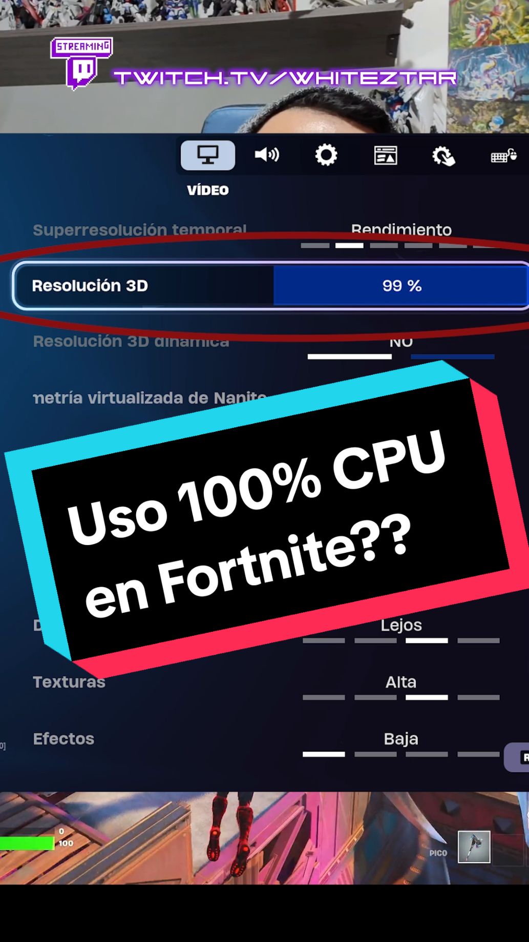 100% de uso de cpu en Fortnite ?? usas solo el CPU en Fortnite ?? #tipsandtricks #gaming #cpu #gpu #consejosgaming #rendimiento 