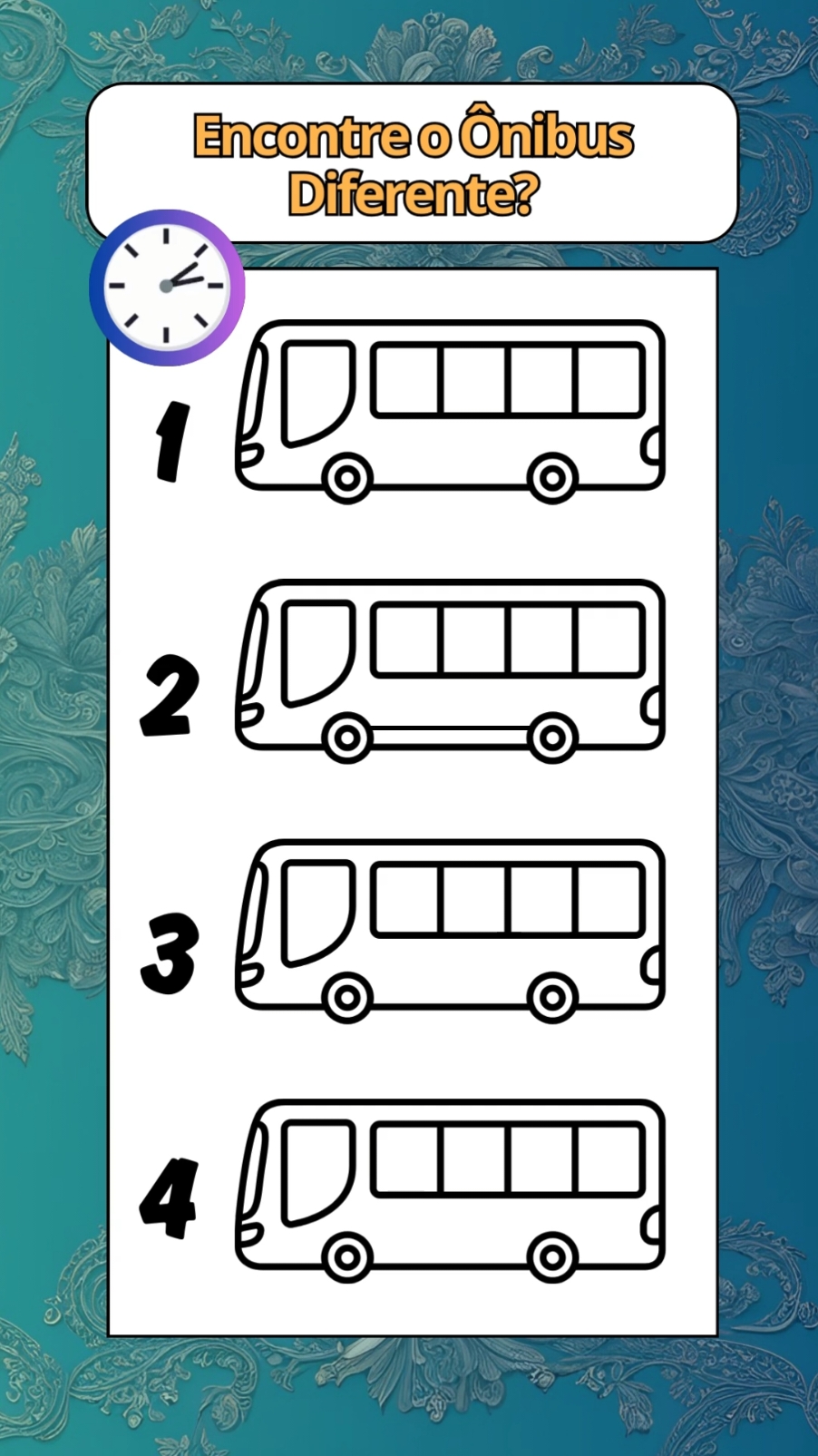 Será se você consegue encontrar o ônibus diferente ❓🕵️#quizz #encontreoerro #testedevisao #desafio #quiz 