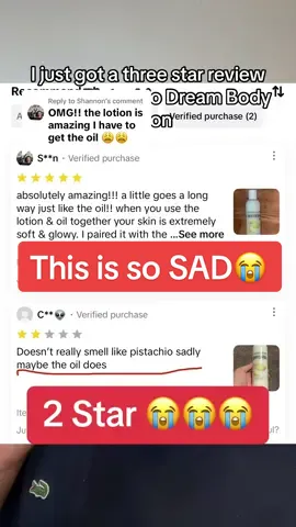 Replying to @Shannon I just got a 2 Star review on the pistachio dream body lotion and i feel very sad. #soothinghouse #pistachioscent #pistachio #bumbumcream #soldejaniero #soldejaniero62 #tiktokshopbacktoschool #bodylotion #lotion 