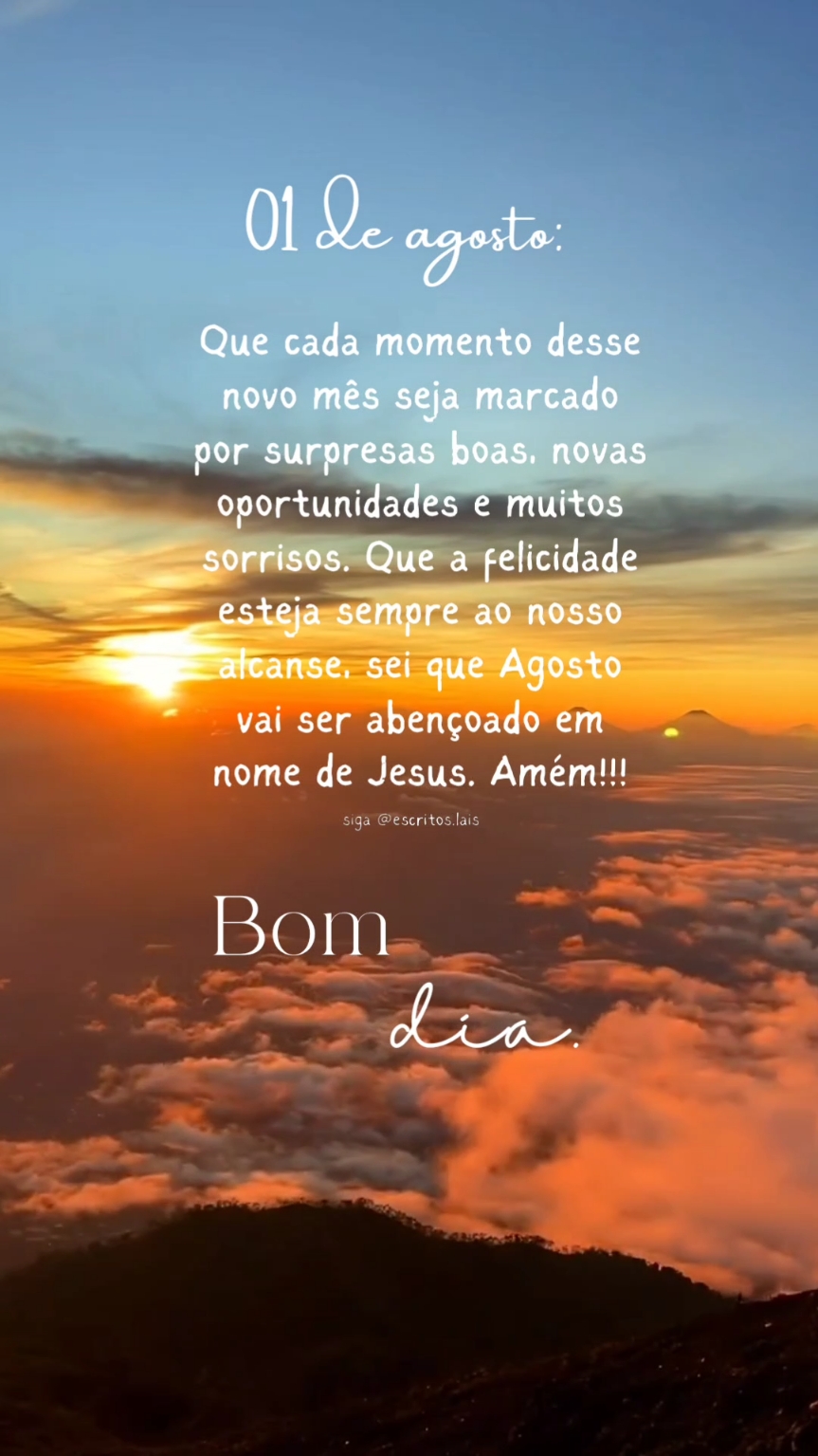 Seja bem vindo Agosto!!! 🙏🙌🌷 #agosto #gratidão #mesigam #bomdia #palavrasqueedificam #deusnocomando #boanoite 