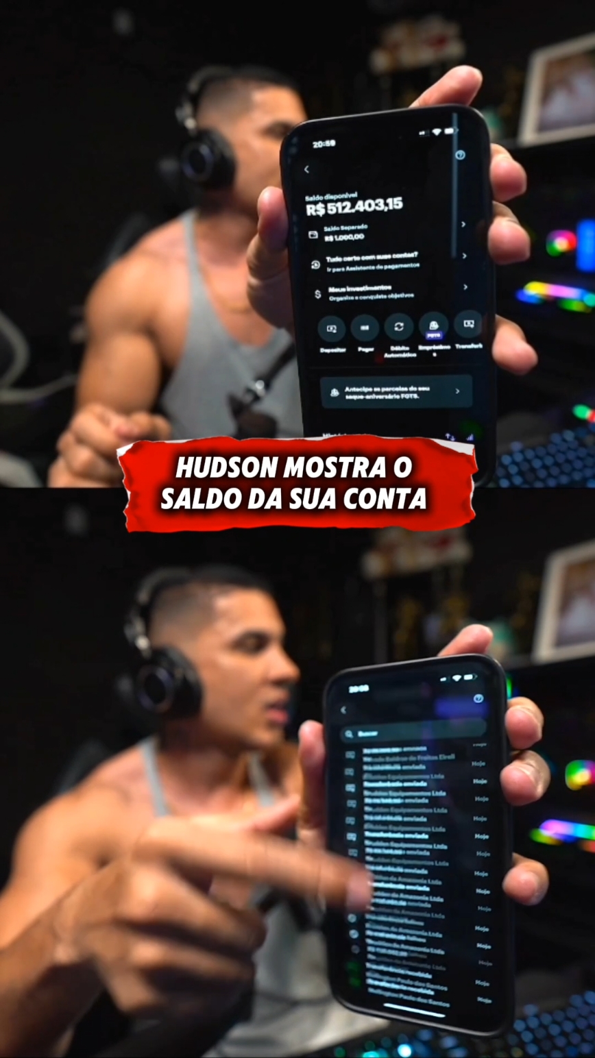 HUDSON MOSTROU O SALDO DA SUA CONTA #hudsonamorim1 #hudson #losgrandes  #cortes 