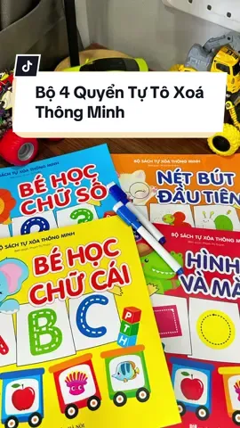 Bộ sách phù hợp cho bé 3-4 tuổi, tập những nét bút đầu tiên, học hình khối & màu sắc, chữ cái, chữ số. Sách xoá được nên sử dụng rất tiết kiệm 🗂️📒 #sachchobe #xuhuong #nuoicon #viral #sachchobemaugiao 
