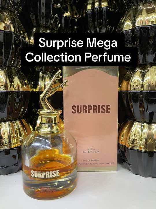 Surprise Mega Collection Perfume Ard Al Zaafaran 100ml EDP for Women  Perfume Surprise inspires with its flowery sensuality, tuberose and honey form here a perfect union to a glittering, sweet, creamy Bouquet. The perfume is very suitable for festive occasions or evenings. #surprise #pink #orange #legs #bottle #glass #new #foryourpage #fragrancefantasyltd #fyp 