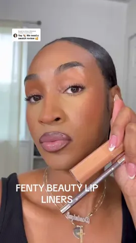 Replying to @Hime | lifestyle creator here are swatches of the new @Fenty Beauty liners i feel were mostly brown. 04-09.  Combo: TRACED OUT 08 BROWN’D OUT + GLOSS STICK TWO LIP KISS 02 🫶🏾 • #fentybeauty #lipliner #lipcombo #makeuptutorial #makeupinspo 