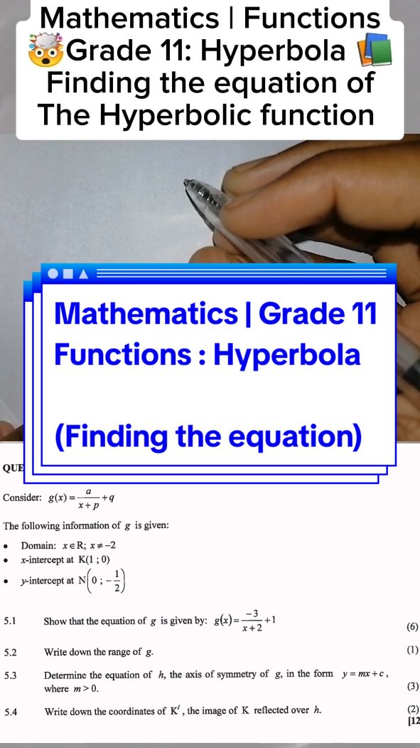 Replying to @lwazidube245 Mathematics Grade 11 Functions : Hyperbola This is how you can easily find the equation of the hyperbolic function in grade 11. Matric learners you're also welcome. #math #mathtricks #mathematics #mathcore #function #hyperbola #grade11maths #grade12student😪😪 #learnontikok 