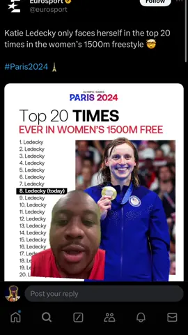 Katie Ledecky is a legend #greenscreen #olympics #olympics2024 