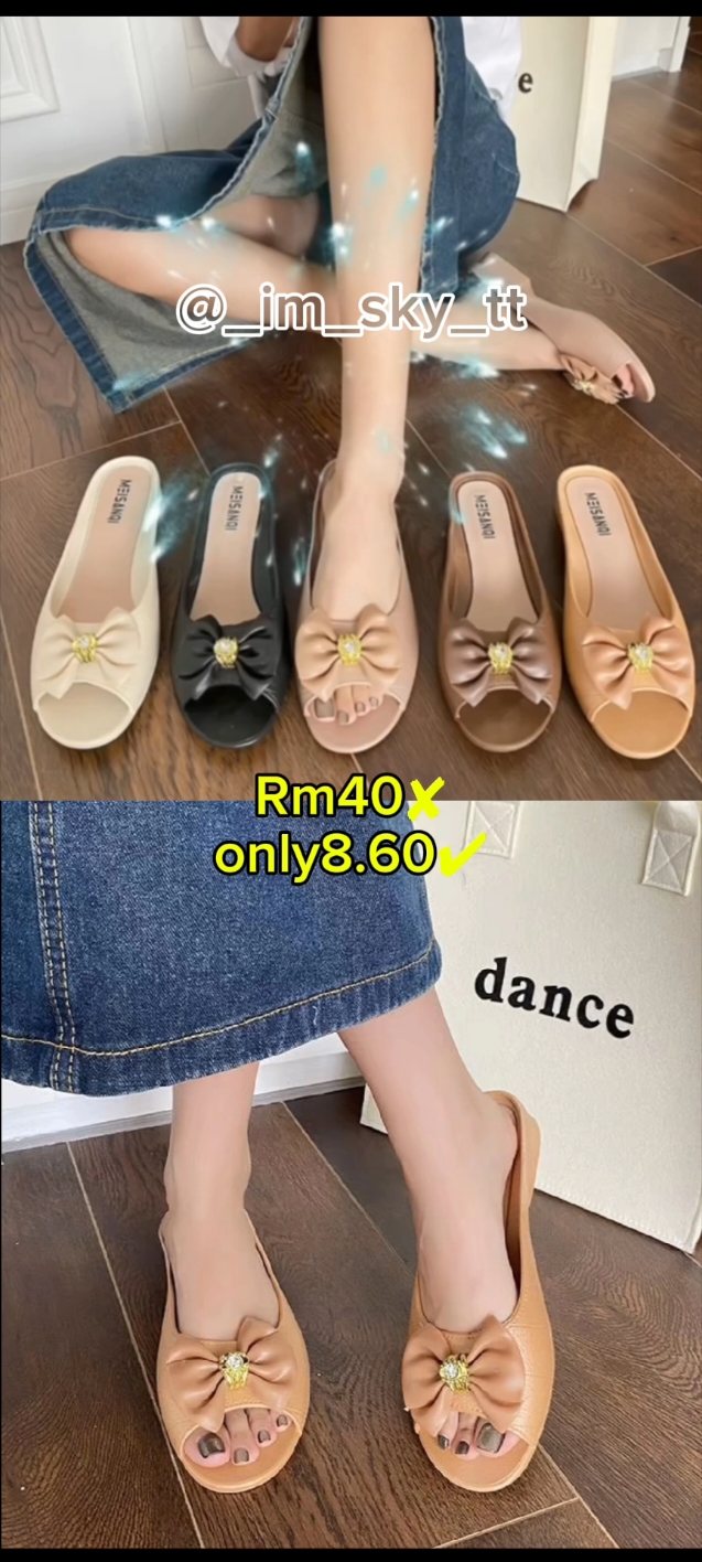 Women Ladies Fesyen Ribbon Pakaian Luar Kasut Flat Bottom#malaysiatiktok #foryoupage #foryou 