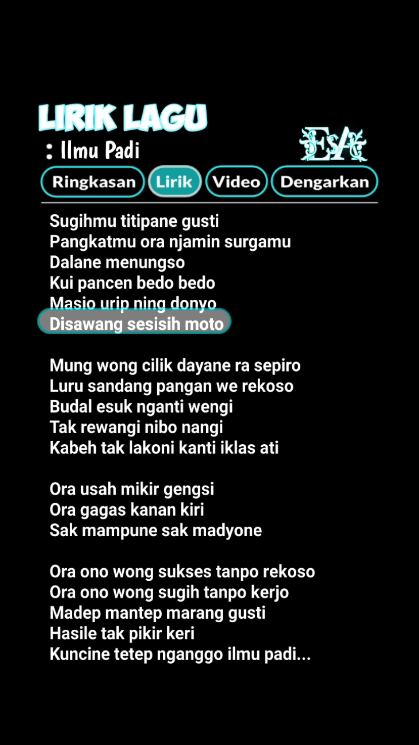 bagian:19 | koncine ttp ilmu padi🙂🎶🎧,#liriklagu #lirikgoogle #lirikvideo #lagujawa #jawasad #ilmupadi #fypシ゚viral #fypage #fyp #fypシ #bismillahfyp #beranda 