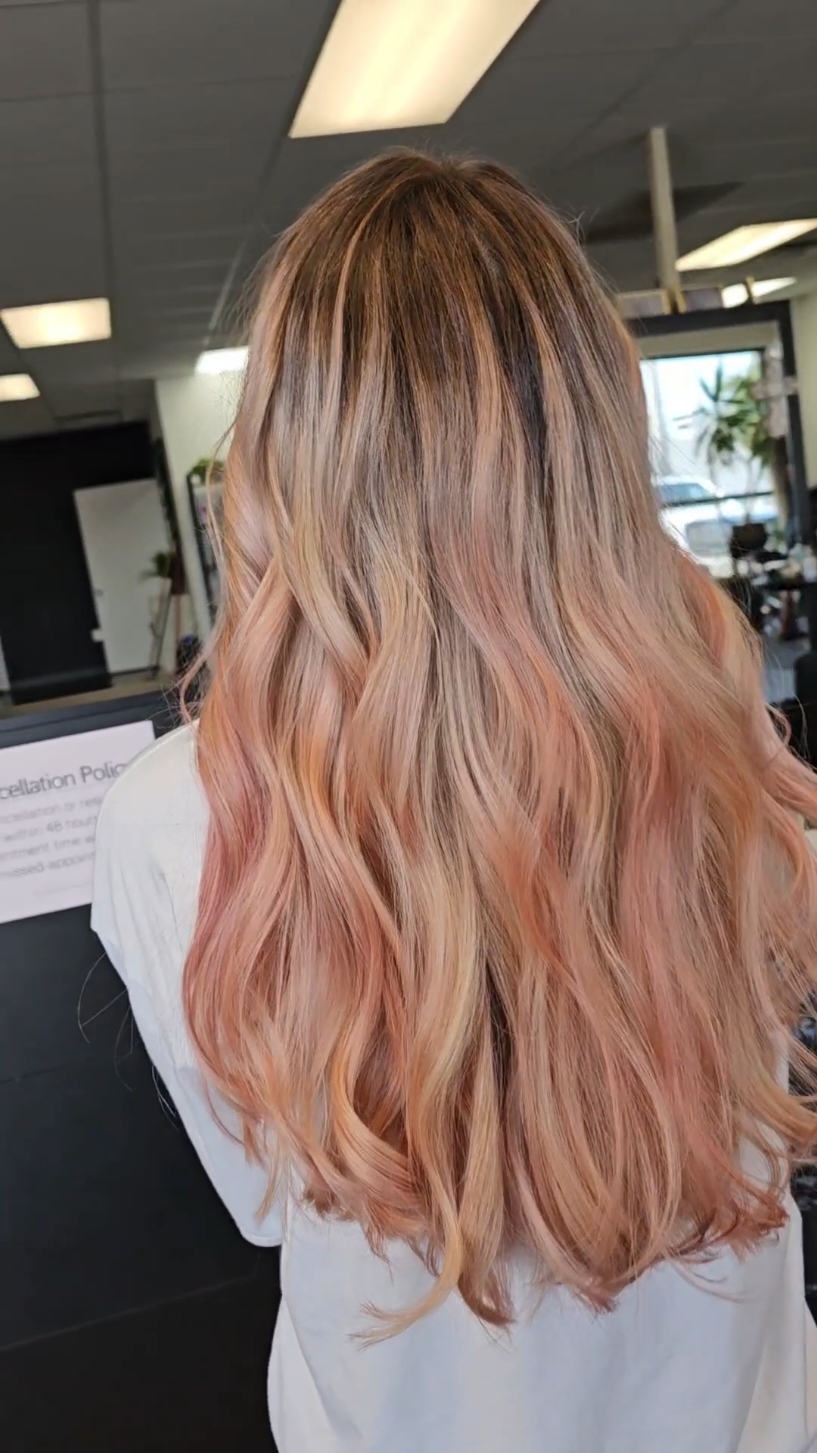 Rose Blonde hair ❤️❤️ #balayage  #rosehair  #creatorsearchinsights #hairstylist  #hairtok  #salonplatinum 