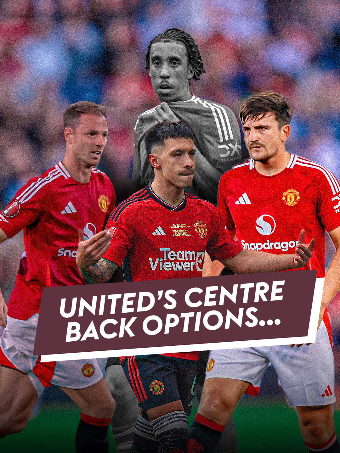 Let's have a look at Manchester United's centre-back options now that Leny Yoro has been ruled out for three months 🩹 #lenyyoro #harrymaguire #lisandromartinez #jonnyevans #lindelof #manchesterunited #footballtiktok #fyp