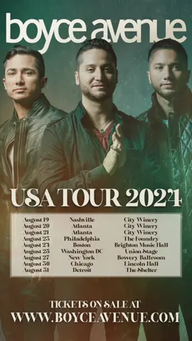 Our first USA tour since the pandemic! We hope to see you there! Tickets at www.boyceavenue.com/tour. See you soon! 