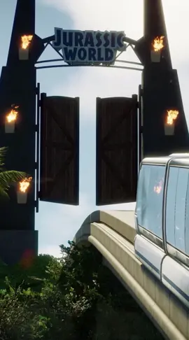 “Okay, those of you in the front of the train should be able to see our main gate, built from the gate of the original park, over twenty years ago.” #dinosaurs #jurassicpark #jurassicworld #jurassicworldevolution2 