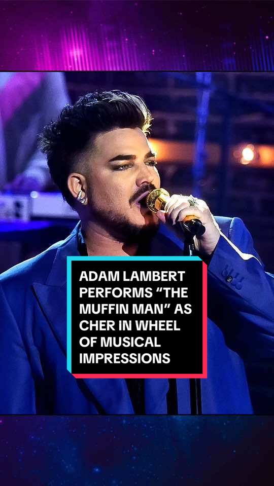 @Adam Lambert performs “The Muffin Man” as @Cher in Wheel of Musical Impressions! #ThatsMyJam #AdamLambert #Cher #MuffinMan #JimmyFallon 