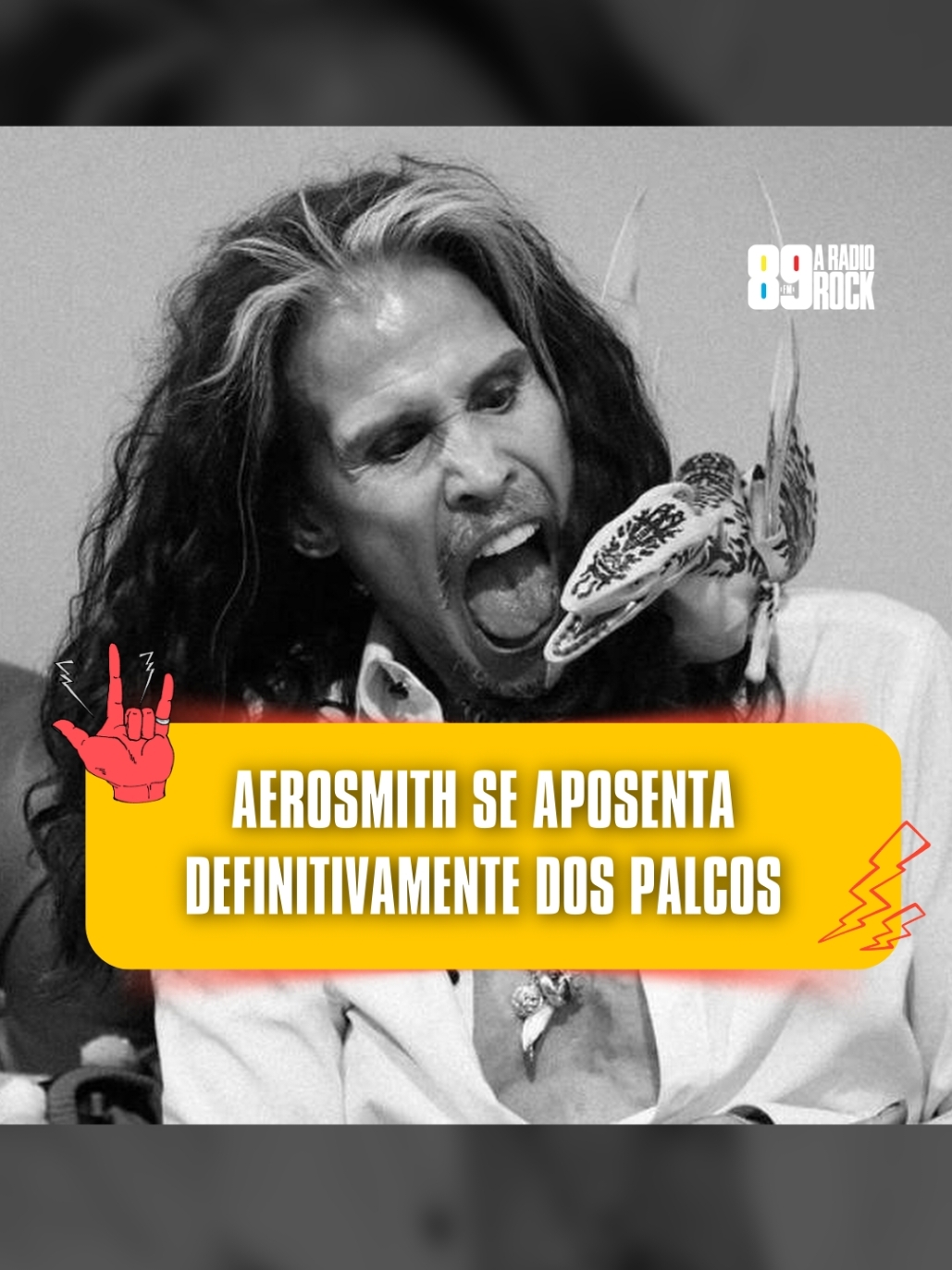 AEROSMITH SE APOSENTA OFICIALMENTE DOS PALCOS Em nota postada essa sexta-feira (02) no Instagram, o Aerosmith anunciou que está oficialmente encerrando as atividades em turnês devido a complicações com a voz de Steven Tyler. A nota diz: 