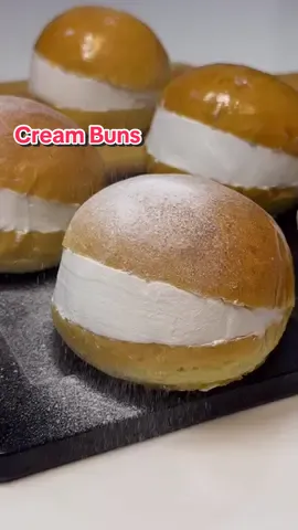 Cream Buns #recipe⤵️ ✔️Dough 1 whole egg (large) 1/4 cup sugar (50g) 2 tsp instant dry yeast (6g) 1 cup lukewarm milk (250ml) 4 cups bread flour (500g) 1/2 tsp salt (3g) 3 tbsp unsalted butter (45g) ✔️Cream 2 cups whipping cream (500ml) 2 tbsp sugar (25g) 1/2 tsp vanilla extract (2.5ml) •Recipe Yield: 12 to 13 pieces approx. 70 grams each (excluding cream weight). #bread #dough #buns #cream #baking #tutorial #whippedcream #food #pastry #bakery #foodtiktok #trend #yeastmodeph 