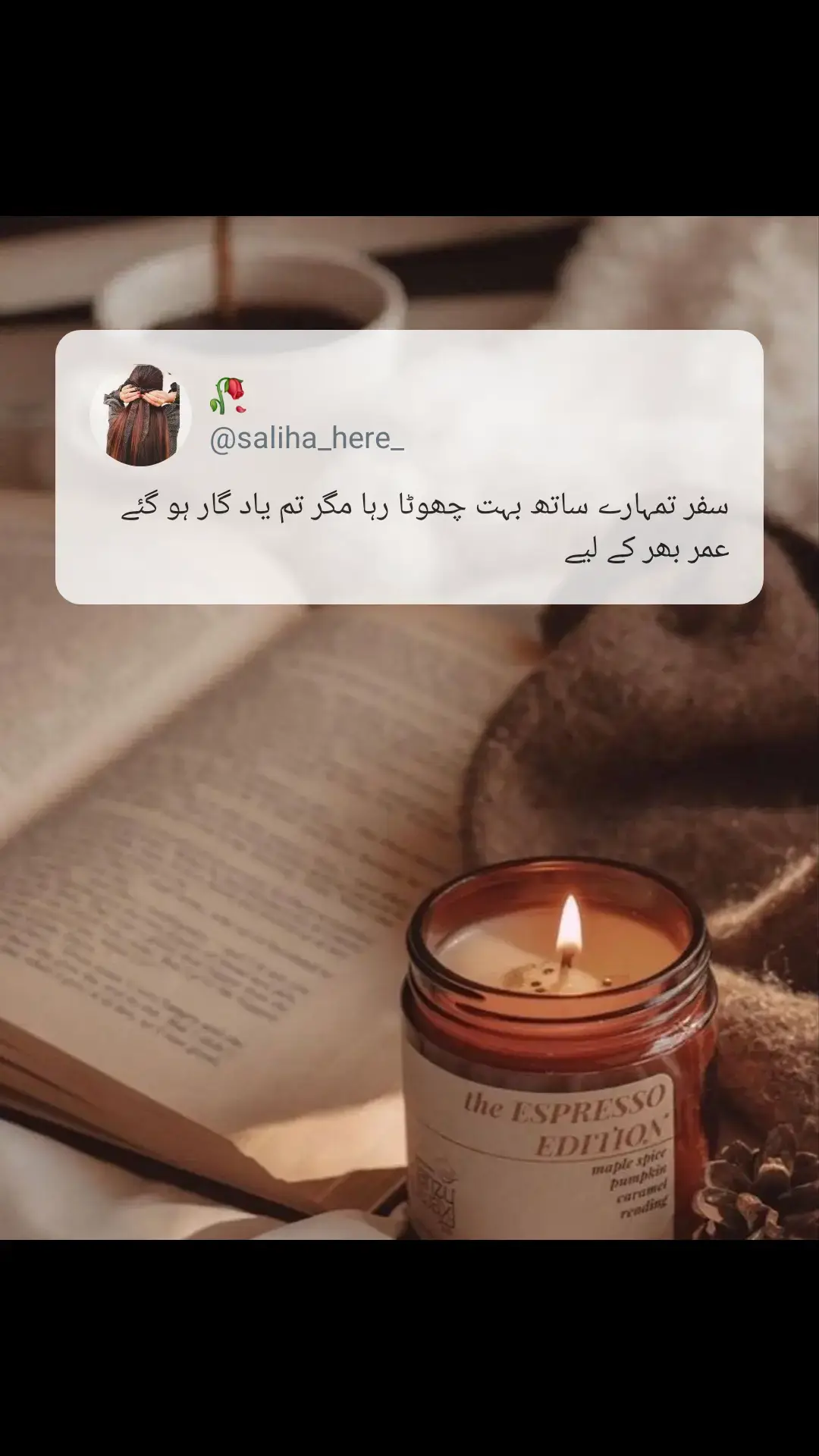 سفر تمہارے ساتھ بہت چھوٹا رہا مگر تم یاد گار ہو گئے عمر بھر کے لیے #saliha_here_ #sadpoetry #donotunderreview #quotesinurdu #viewsproblem #salihaasthetics #lifelessons #sadstatus #safar 