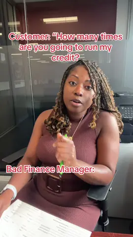 Only a bad or inexperienced finance manager will run your credit a million times #carsales #carsaleswoman #carsalesman #finance #dealershiptiktok #buyingacar 