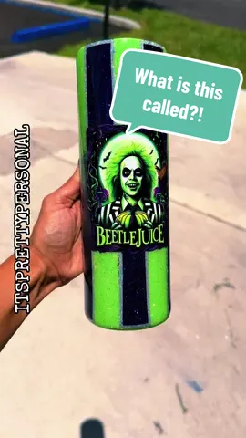 What are all of the cool kids calling this double ombre technique now? 🖤💜💚 #ipptribe #makersoftiktok #glittertumblers #glitter #uvdtftransfer #beetlejuice #bj2 #doubleombre 