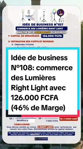 PARTIE 18 | idée de business N°108 : Commerce des lumières Right Light avec un capital de 125.000 FCFA #flypシ  #ideedebusiness  #business  #businessplan  #laliguedesentrepreneurs  #CapCut
