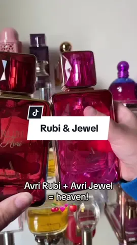 The perfect combo - Rubi is dark & seductive cherry, apple, florals, silky woods. Jewel is lychee, mandarin, and an overdose of sugary vanilla. Get the bundle! Thanks to my 4 year old for helping me film this ❤️ and I love that this audio from @Erin is going strong! @Avery @AROMA CONCEPTS FL  #aromaconcepts #averyperfume #avrirubi #avrijewel #middleasternperfume #sweetperfumes #viralperfume #perfumecombos #perfumelayering 