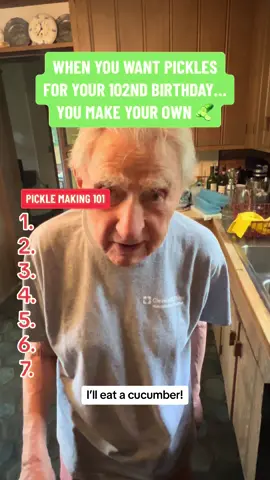 At 102 years old, Dr. Tucker’s been making pickles since before WWII! #pickles #cooking #fypシ゚viral #foodtiktok #aging #longevity 