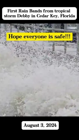 August 3, 2024 - First Rain Bands from tropical storm Debby in Cedar Key, Florida - Hope everyone is safe!!! #tropical #hurricane #storm #rain #wind #disaster #severeweather #weather #August #2024 #first #Debby #hope #everyoneissafe #CedarKey #Florida #USA #news #foryou #viral 